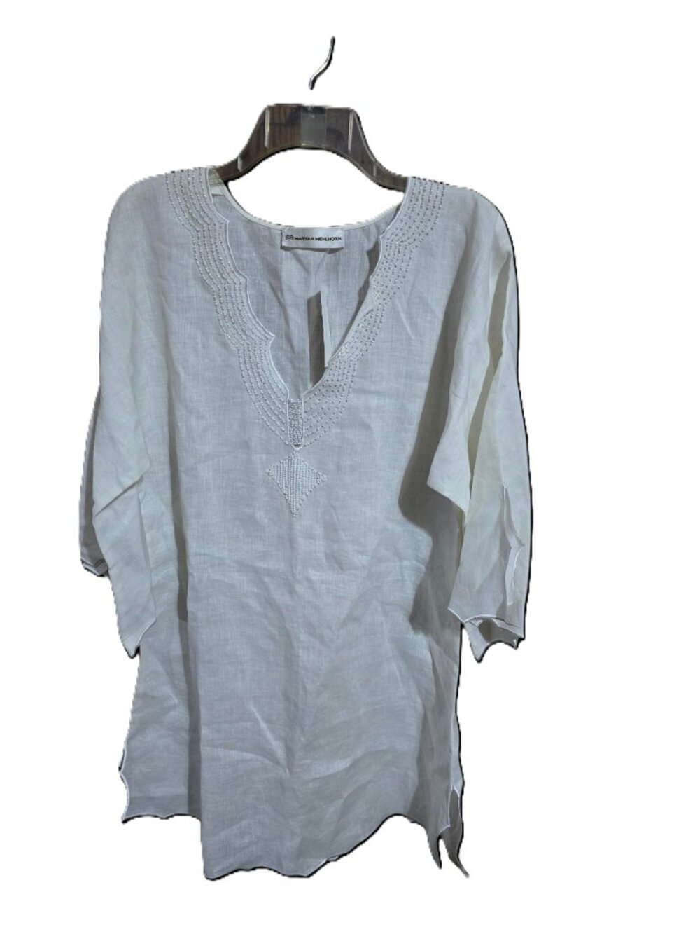Maryan Melhorn Tunic Ivory With Beads Size Small NWT
